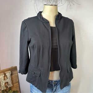 Chico's Black Blazer with Fitted Silhouette and Stand-Up Collar